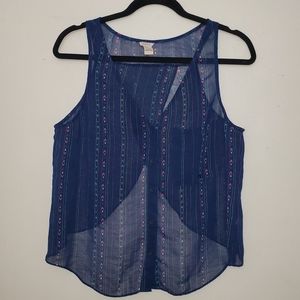 Forever 21 Sheer bohemian print tank top